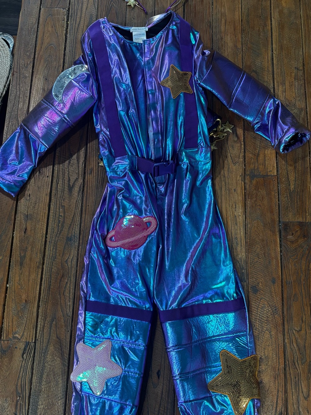 Pottery Barn Kids Iridescent Purple and Blue Space Jumpsuit Costume